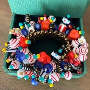 Vintage Cha Cha Wide Bracelet Glass Bead Expansion Hong Kong 1950's